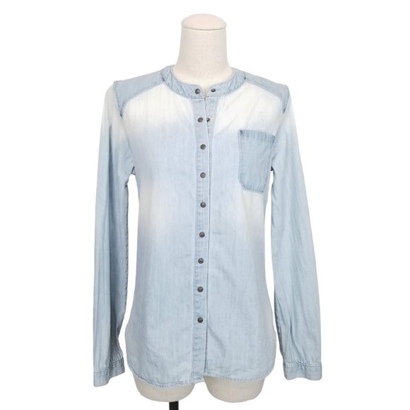 Joe's Jeans The Shirt Mandarin Collar Chambray Shirt Sz Medium - Picture 1 of 9